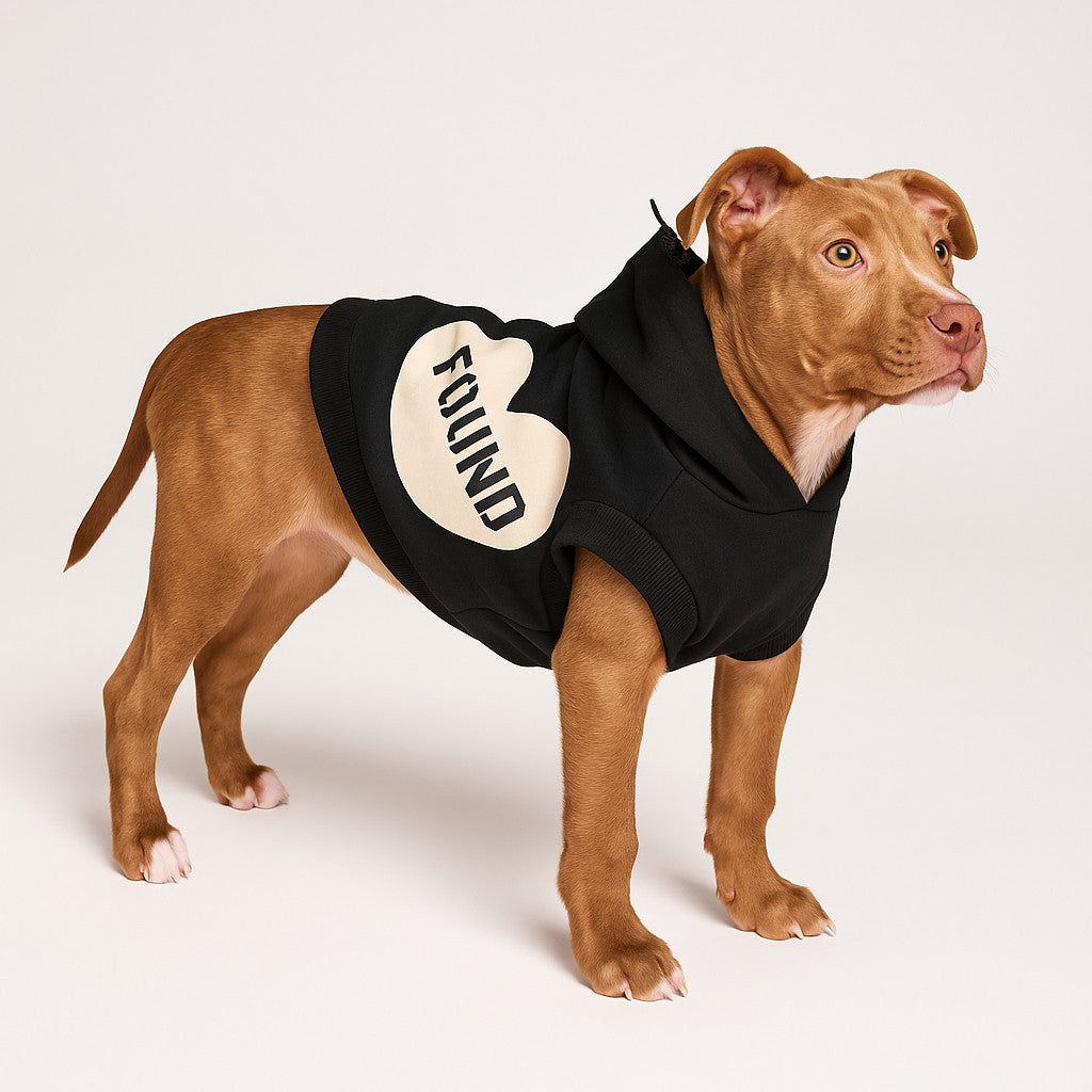 FMA Big Full Heart Animal Hoodie Black Cream