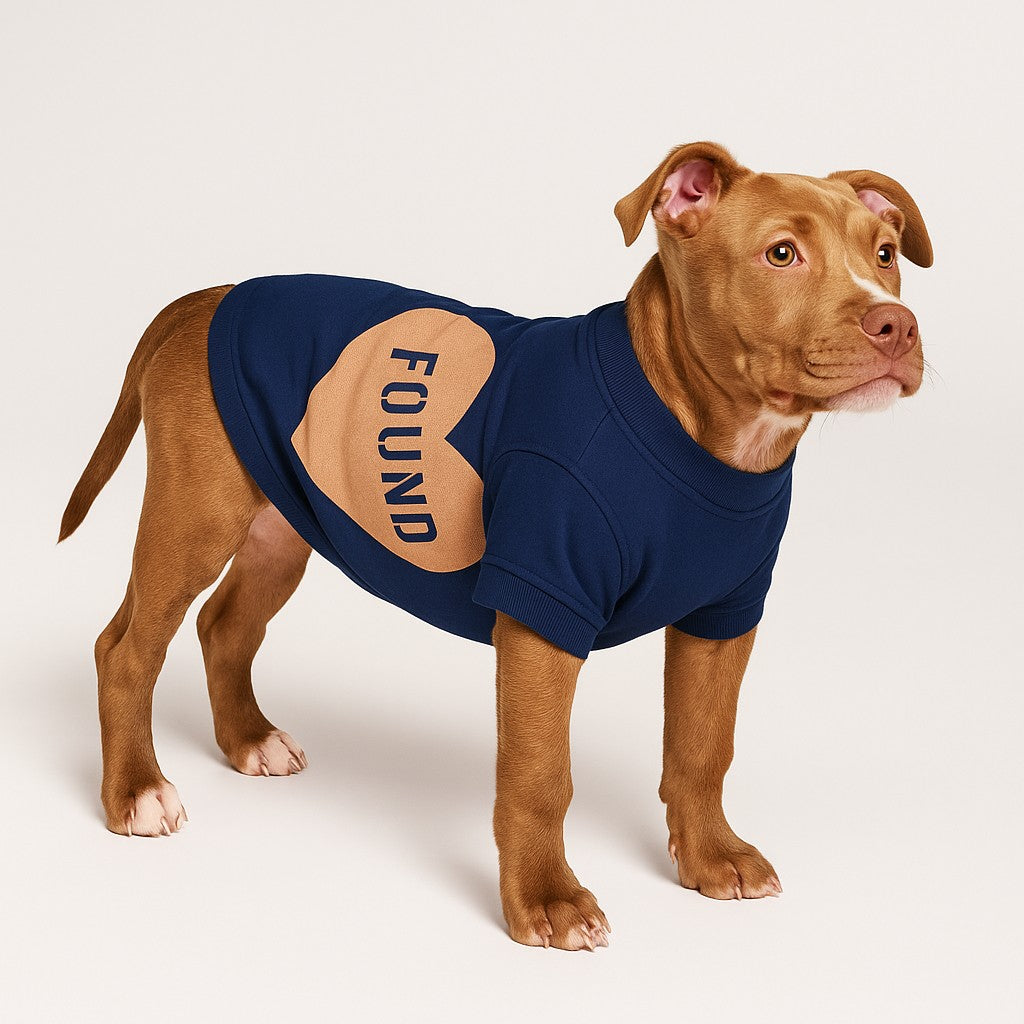 FMA Big Full Heart Animal T-Shirt Navy Blue Putty