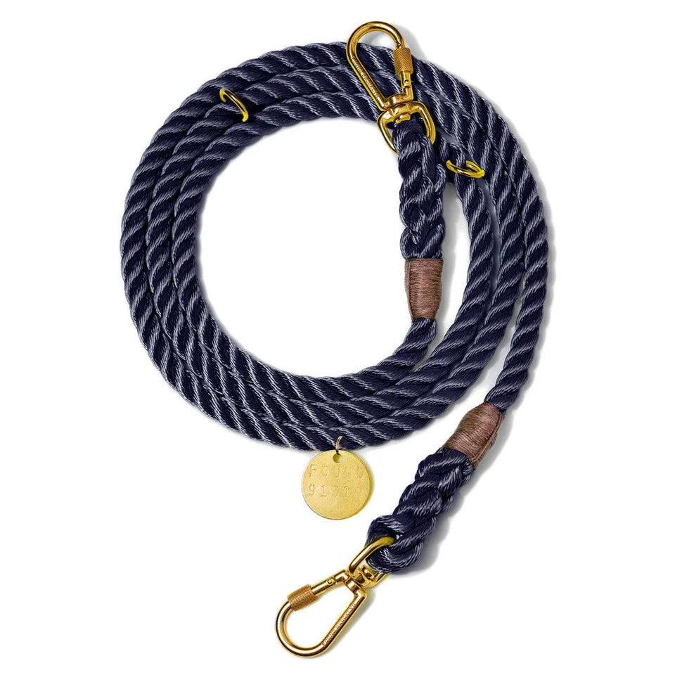 FOUND MY ANIMAL（ファウンドマイアニマル） アジャスタブル・ロープリード S-Lサイズ 素材 ナイロン 真鍮 色 /NAVY  | PET LAB