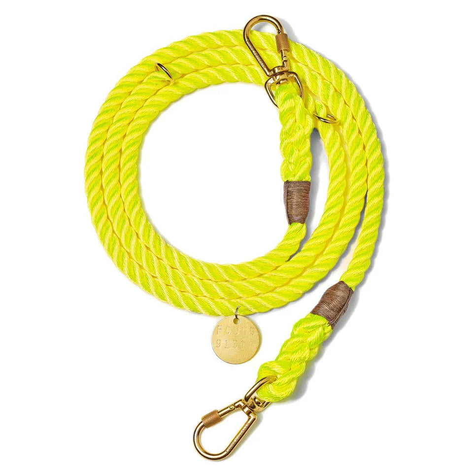 FOUND MY ANIMAL（ファウンドマイアニマル）アジャスタブル・ロープリード S-Lサイズ 素材 ナイロン 真鍮 色 /NEON  YELLOW | PET LAB
