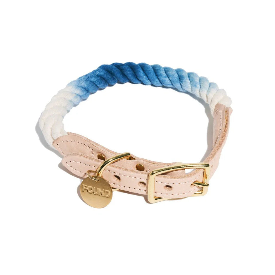 FOUND MY ANIMAL（ファウンドマイアニマル）オンブレロープカラー XS-Lサイズ 素材 コットン 真鍮 手染め 色 オンブレ/NAVY | PET LAB