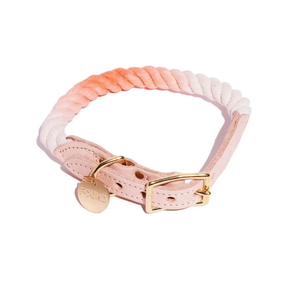 FOUND MY ANIMAL（ファウンドマイアニマル）オンブレロープカラー XS-Lサイズ 素材 コットン 真鍮 手染め 色 オンブレ/PEACH | PET LAB